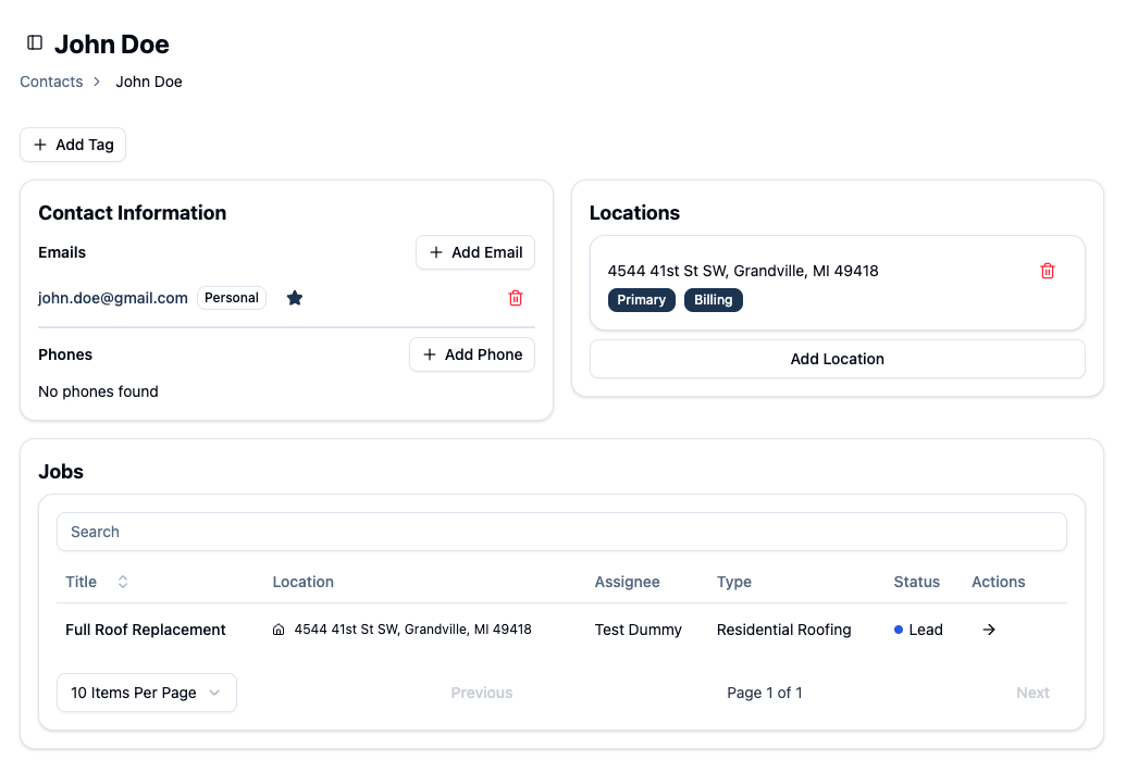 Contact Management screenshot